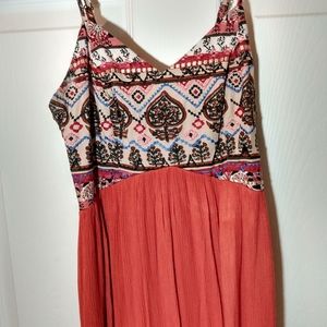 Tribal print with dark orange long maxi dress